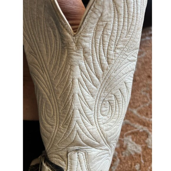 Very Rare, Vintage Code West White Leather Cowboy Boots, Size 8 - Picture 7 of 10